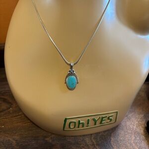 Vintage, Italian 925 Silver Navajo Reversible Turquoise & Coral Necklace